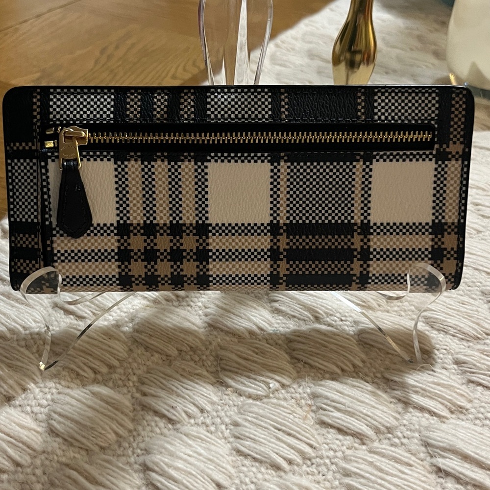NWOT Coach Black and Cream Plaid Wallet - Picture 4 of 8
